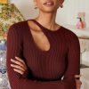 Clothing MINKPINK | Amber Cut Out Knit Midi Dress Chocolate