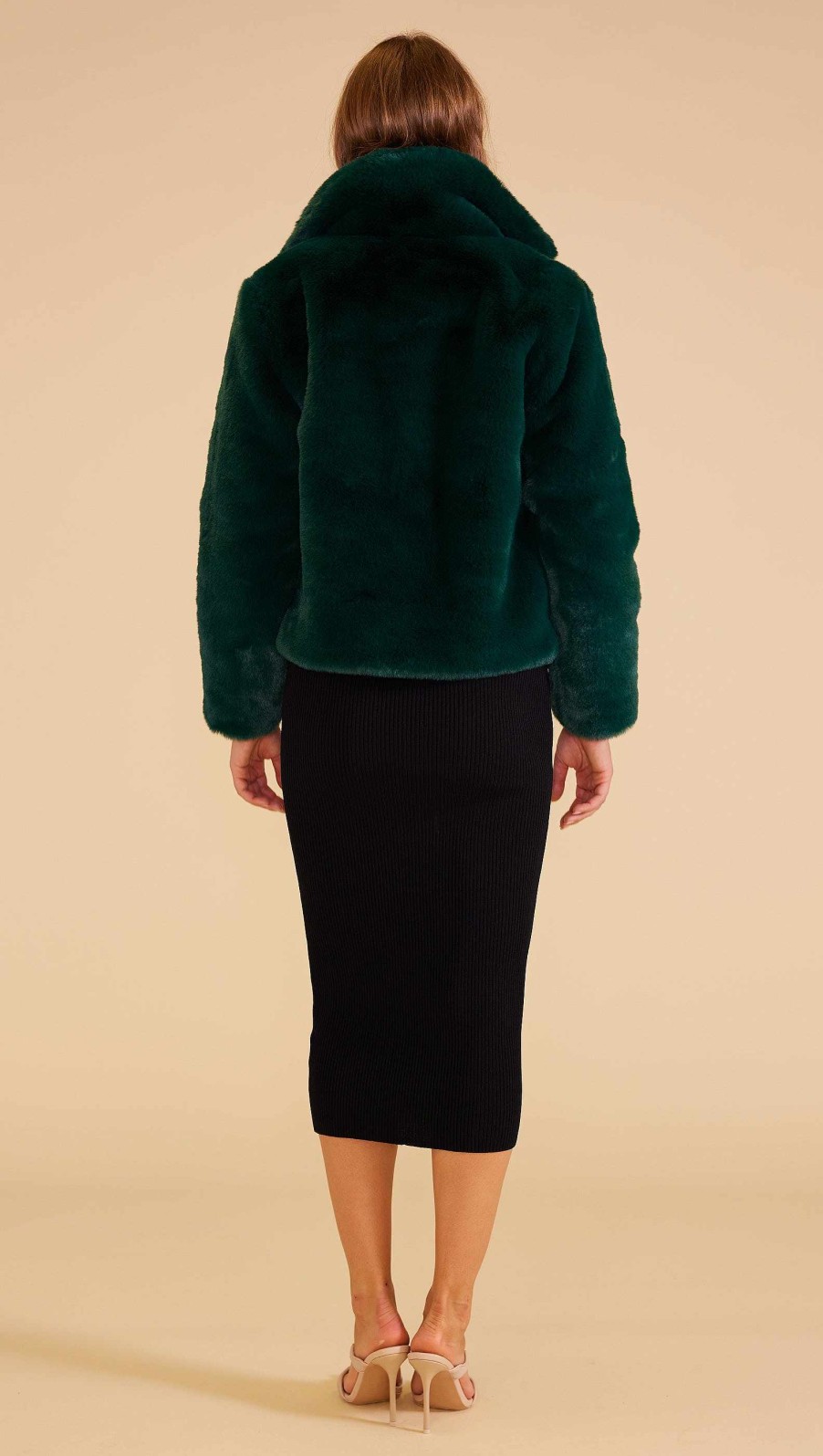 Clothing MINKPINK | Naomi Faux Fur Jacket Dark Green