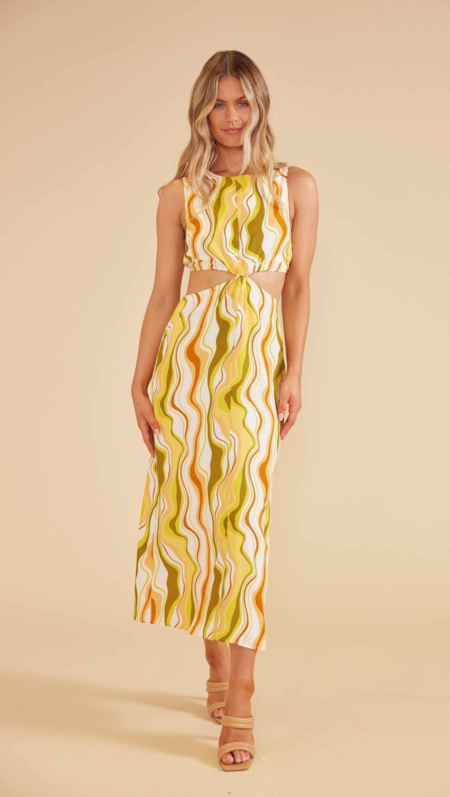 Dresses MINKPINK | Ziggy Twist Front Cut Out Midi Dress Ziggy Abstract