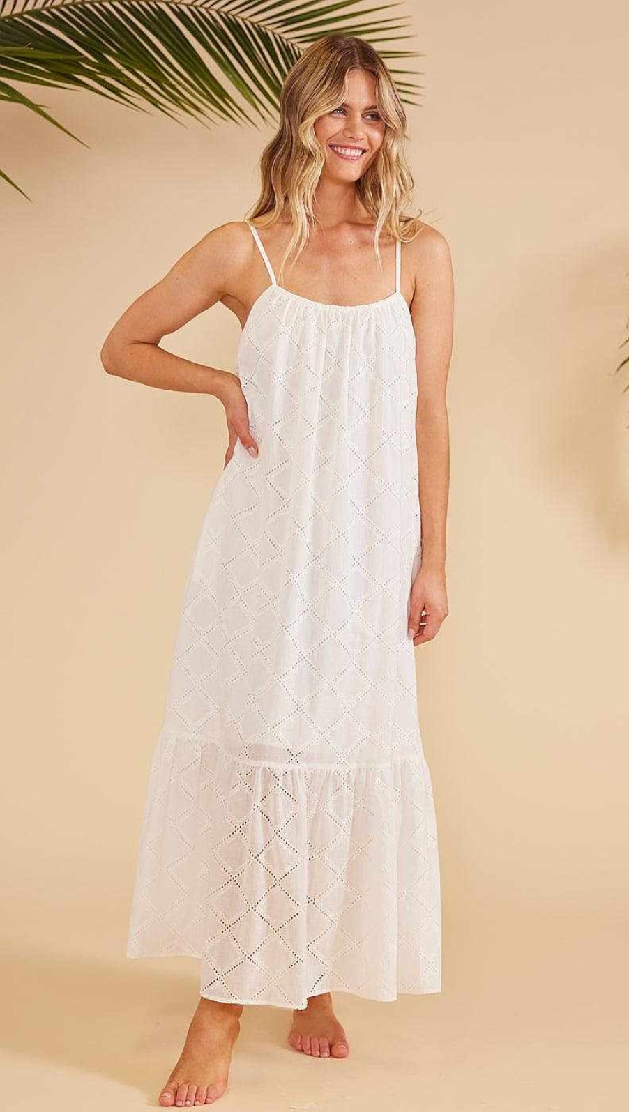 Clothing MINKPINK | Estella Broderie Maxi Dress White