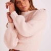 Clothing MINKPINK | Luma Fluffy Sweater Pink Pale Pink