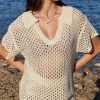 Clothing MINKPINK | Balmy Crochet Knit Top Cream