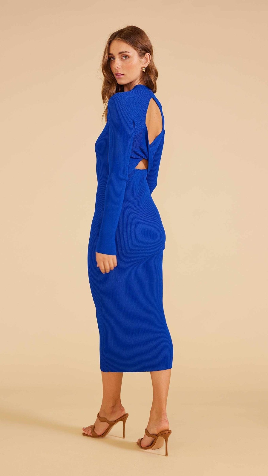 Clothing MINKPINK | Ada Twist Back Knit Midi Dress Cobalt