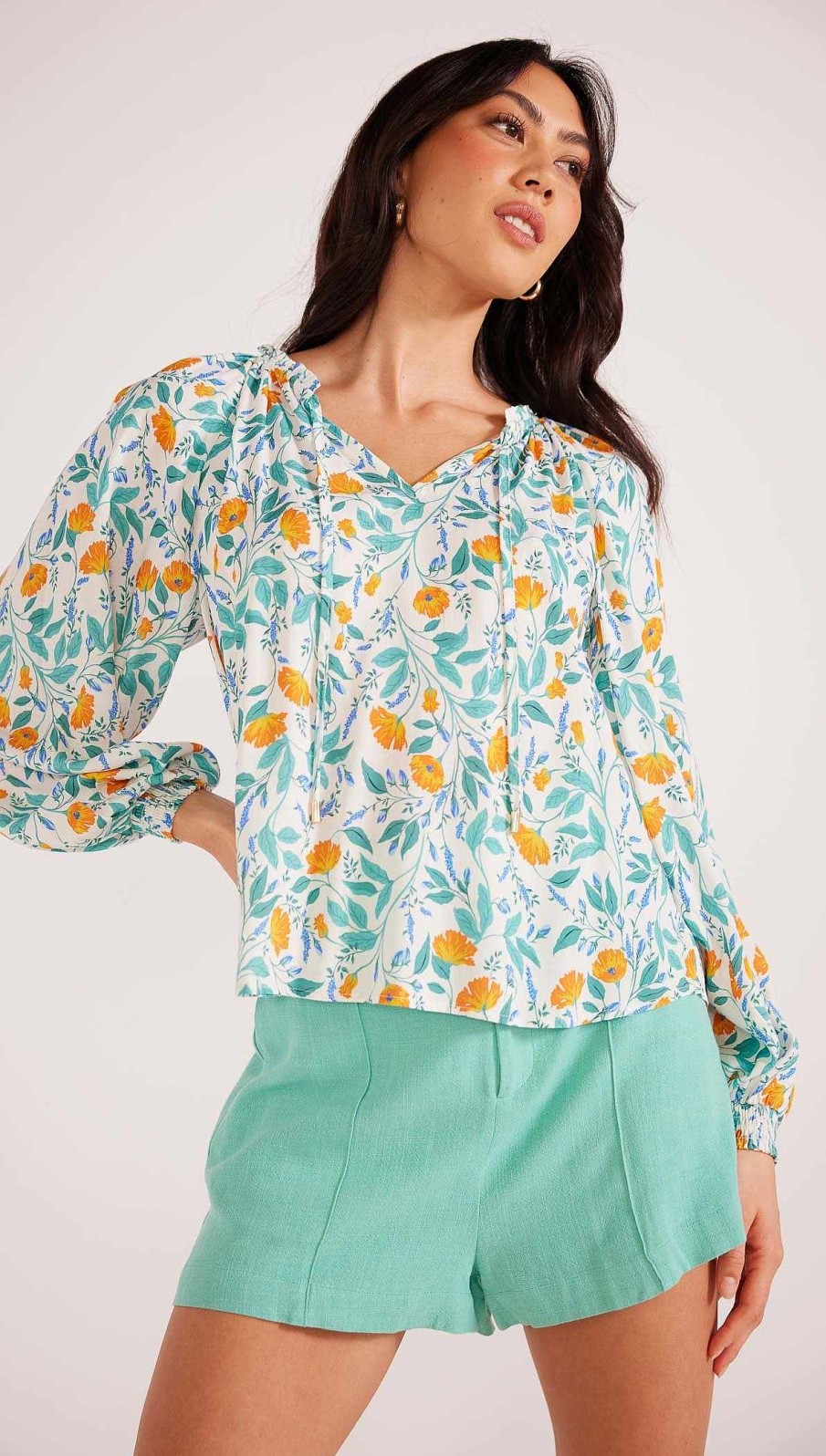 Clothing MINKPINK | Bonnie Long Sleeve Blouse Garden Vine