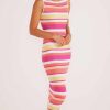 Clothing MINKPINK | Kosa Reversible Knit Midi Dress Coral Stripe