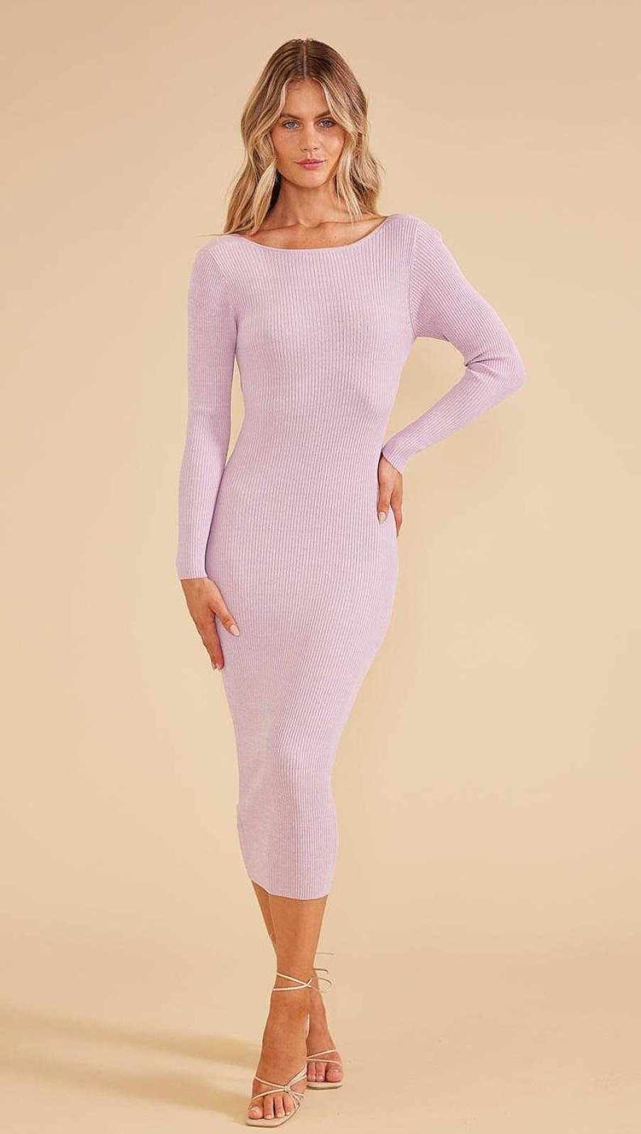 Dresses MINKPINK | Fresco Twist Back Knit Dress Lavender