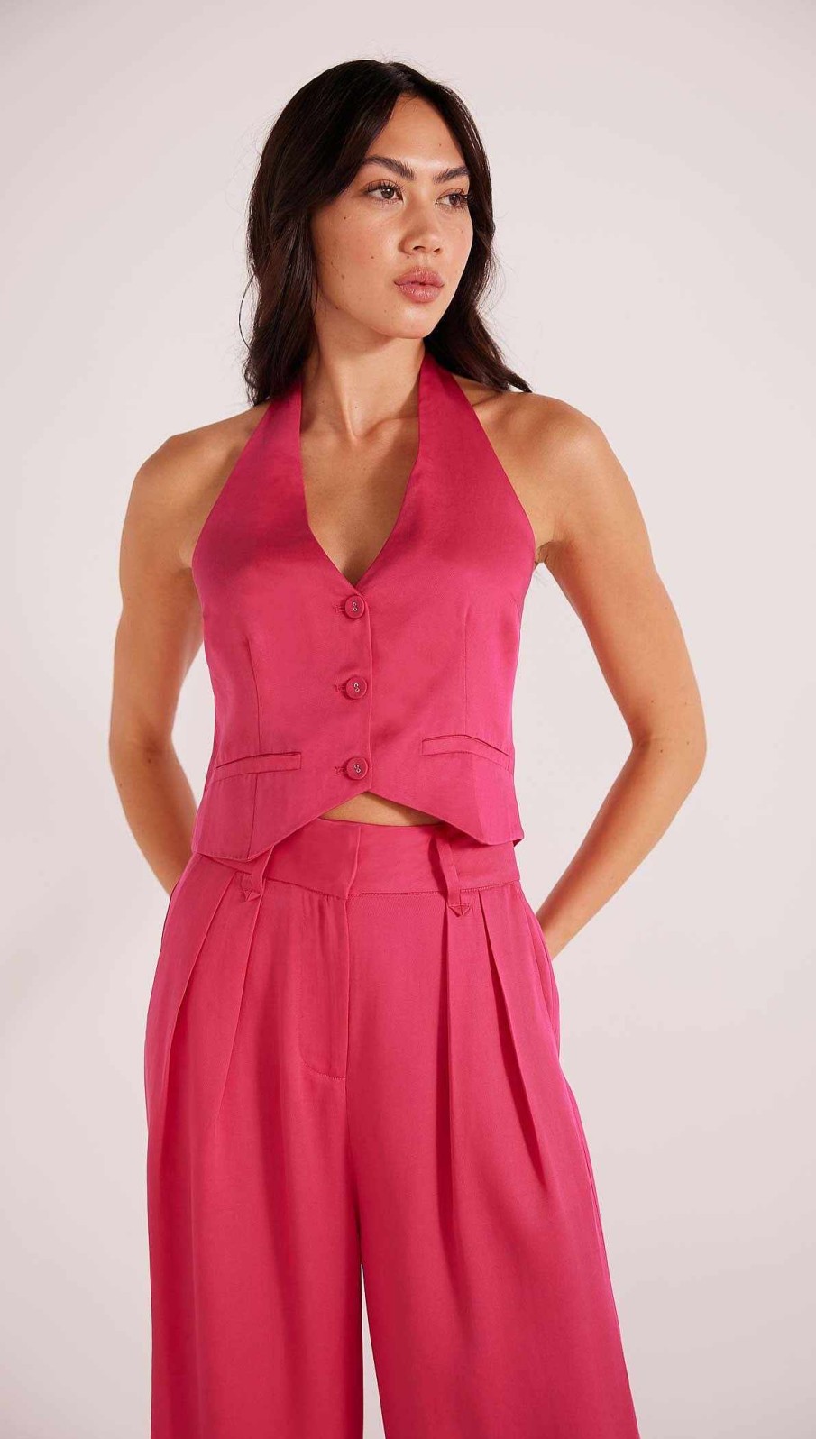 Clothing MINKPINK | Fabella Halter Neck Vest Orchid