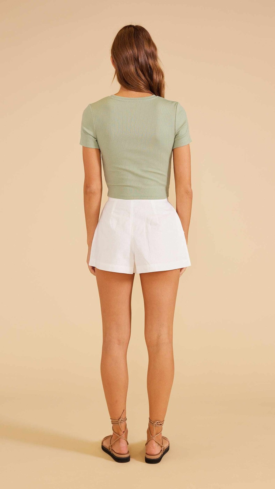 Clothing MINKPINK | Zeta Crop Tee Sage