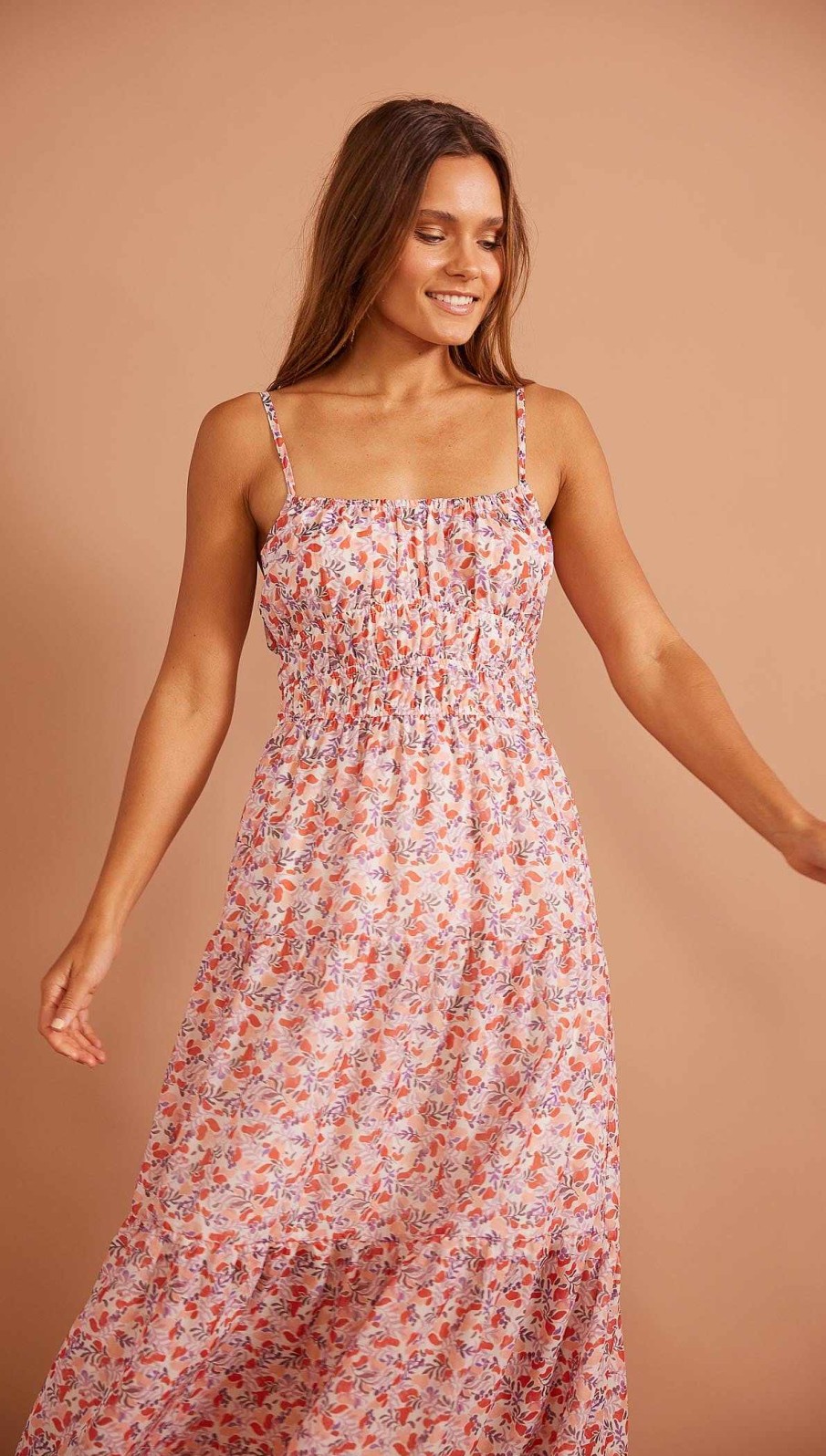 Clothing MINKPINK | Santa Marta Midi Dress Pink Ditzy Floral