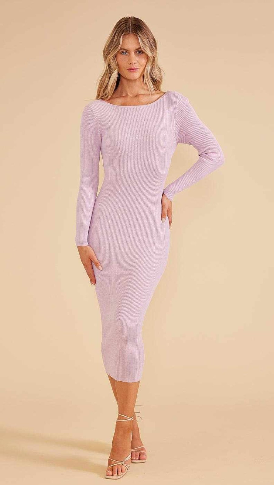 Clothing MINKPINK | Fresco Twist Back Knit Dress Lavender