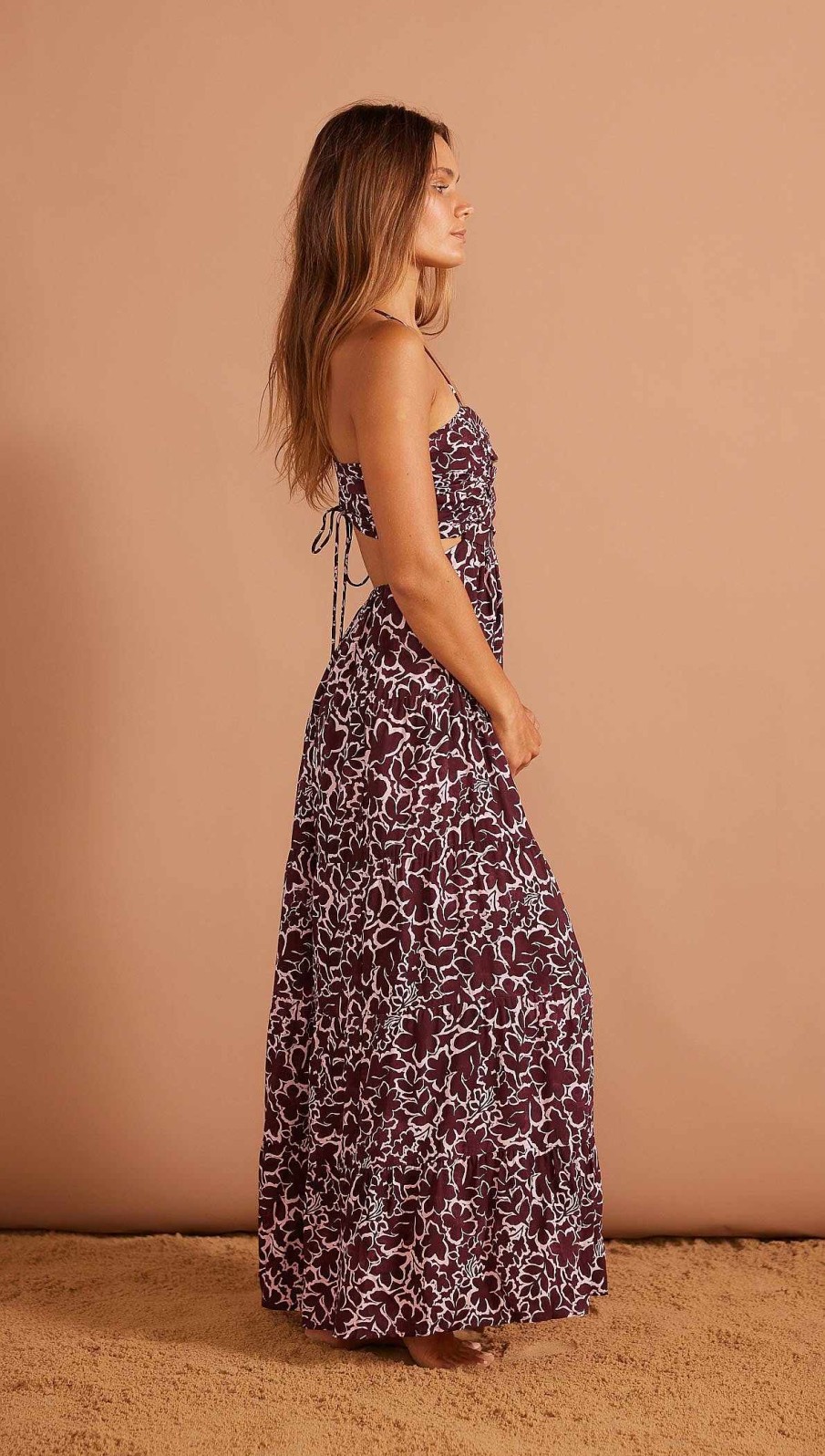 Clothing MINKPINK | Costera Maxi Sundress Brown Abstract