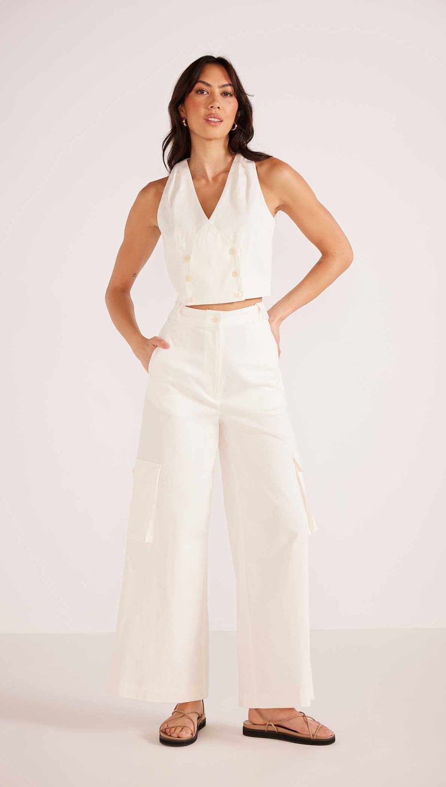 Clothing MINKPINK | Lottie Halter Neck Vest White