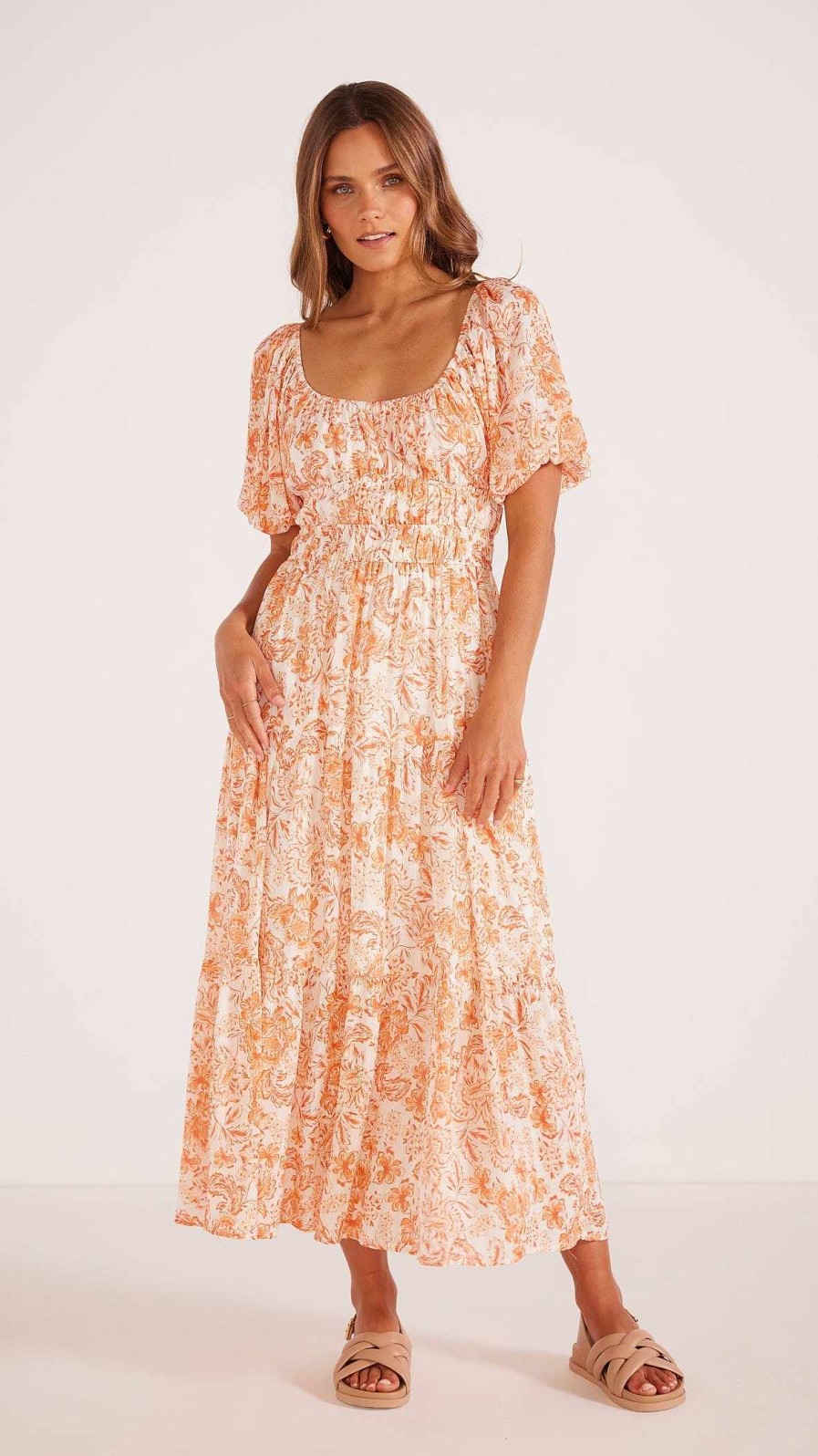 Dresses MINKPINK | Malia Midi Dress White/Coral