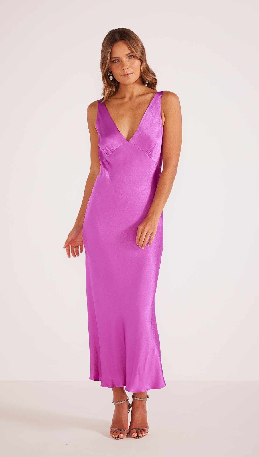 Dresses MINKPINK | Gaia Bias Slip Midi Dress Fuchsia