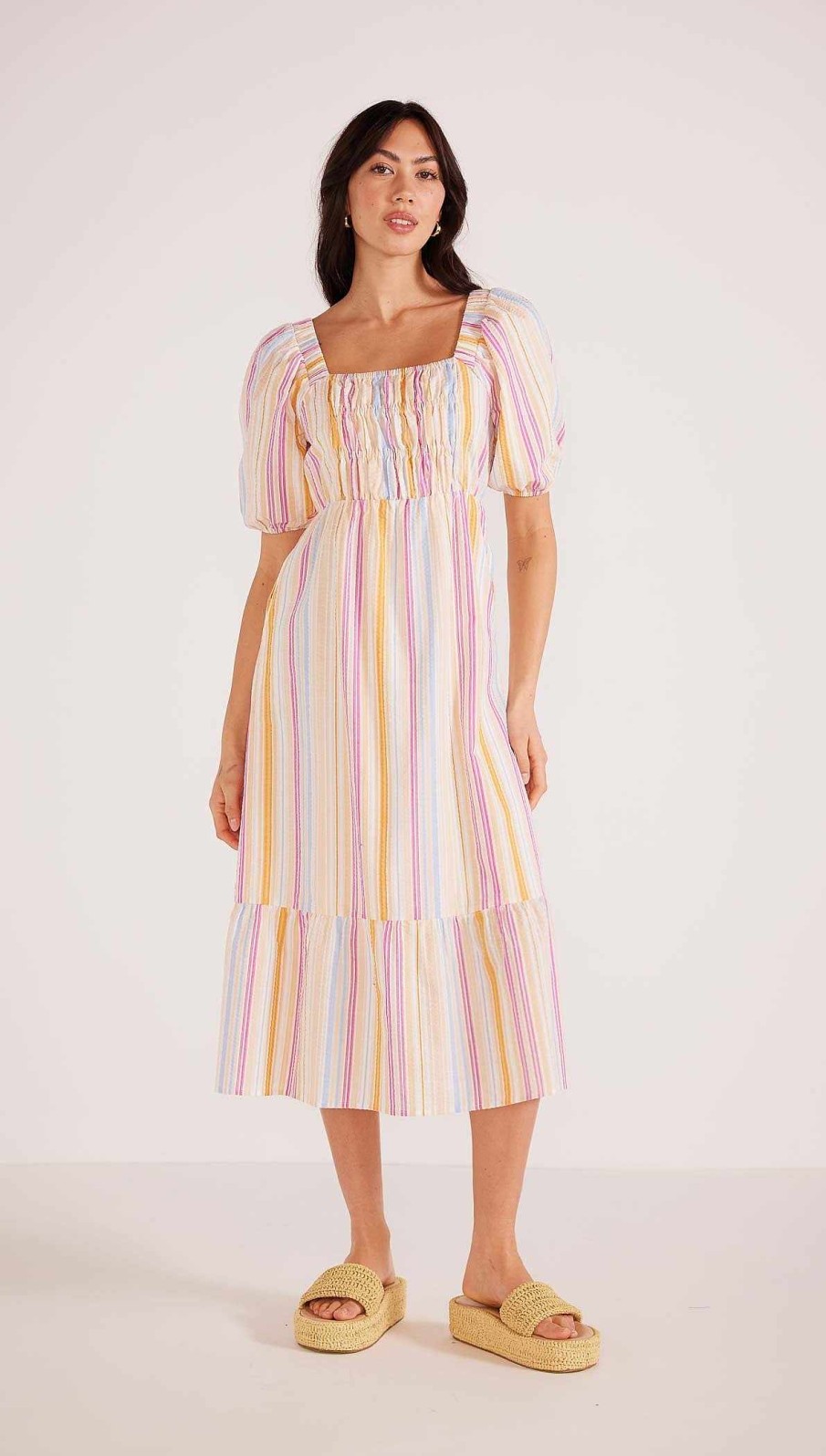 Dresses MINKPINK | Carlotta Midi Dress Pink Stripe