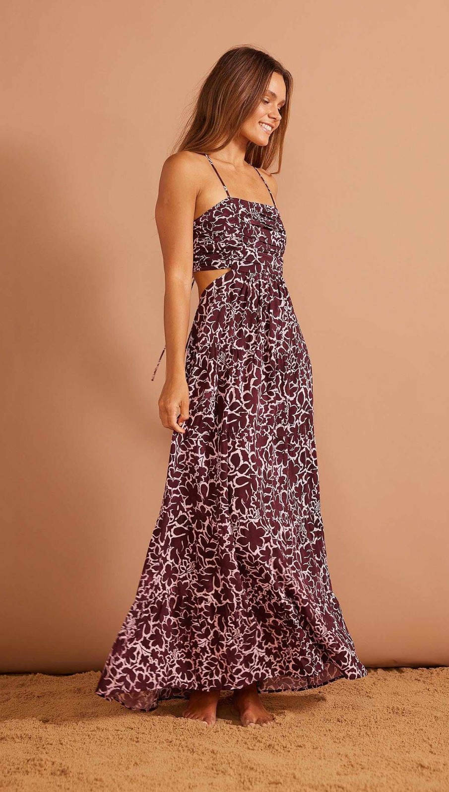 Clothing MINKPINK | Costera Maxi Sundress Brown Abstract