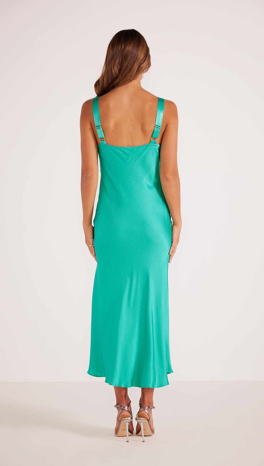 Dresses MINKPINK | Gaia Bias Slip Midi Dress Aquamarine