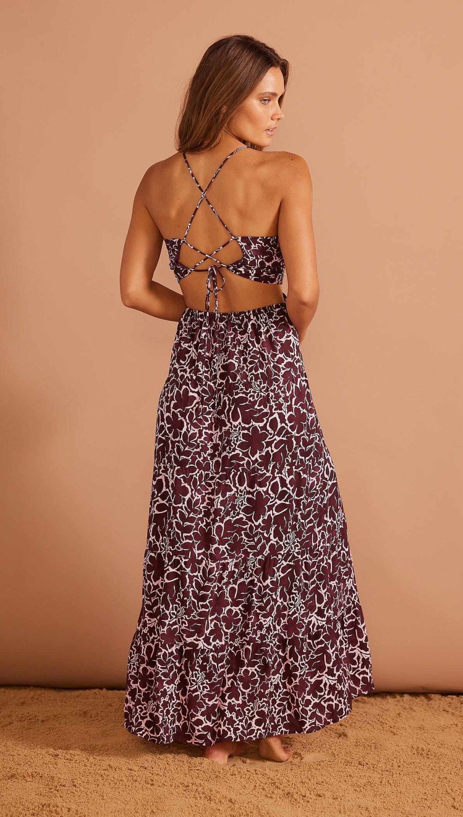 Dresses MINKPINK | Costera Maxi Sundress Brown Abstract