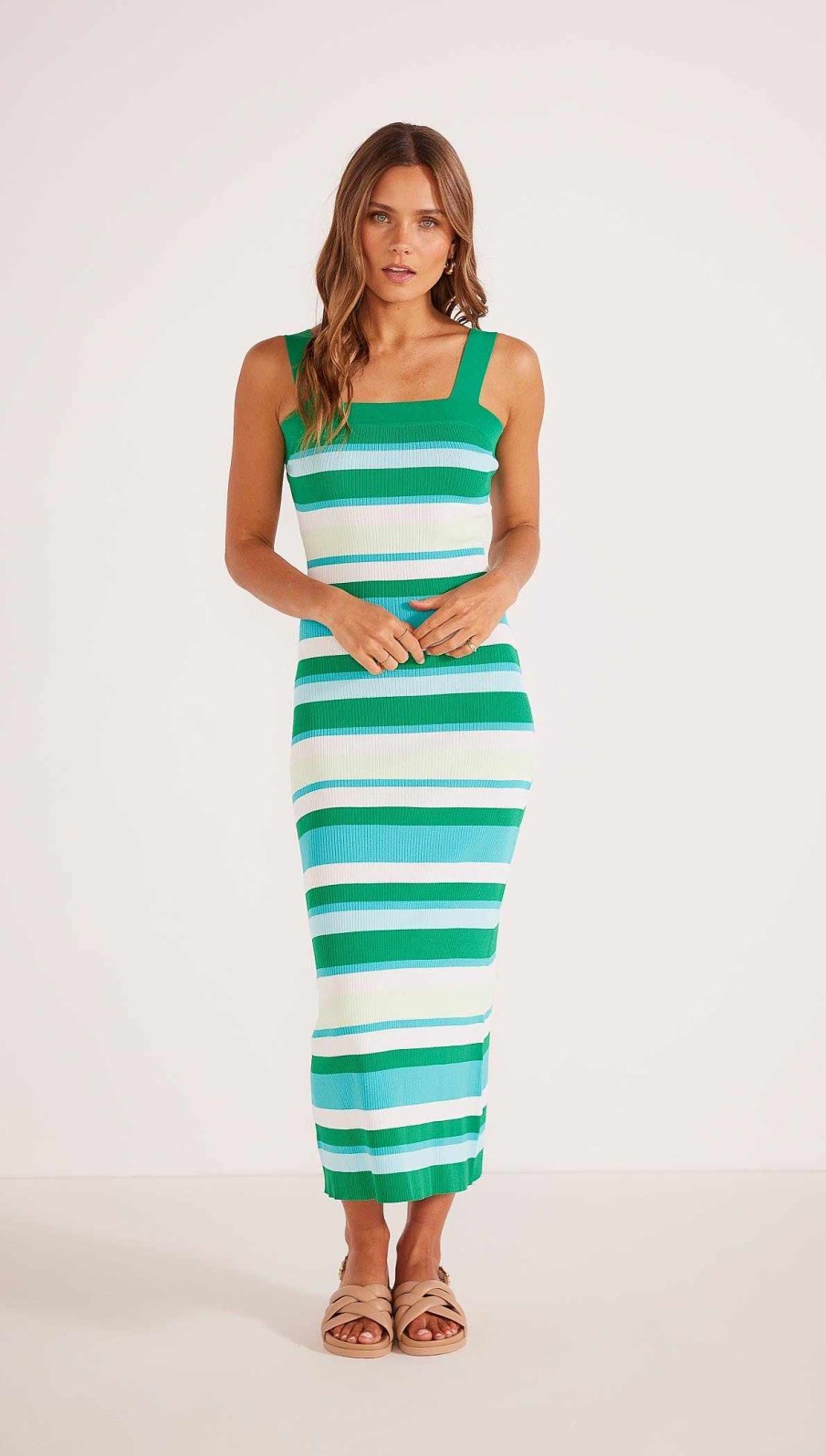 Clothing MINKPINK | Kosa Knit Midi Dress Green