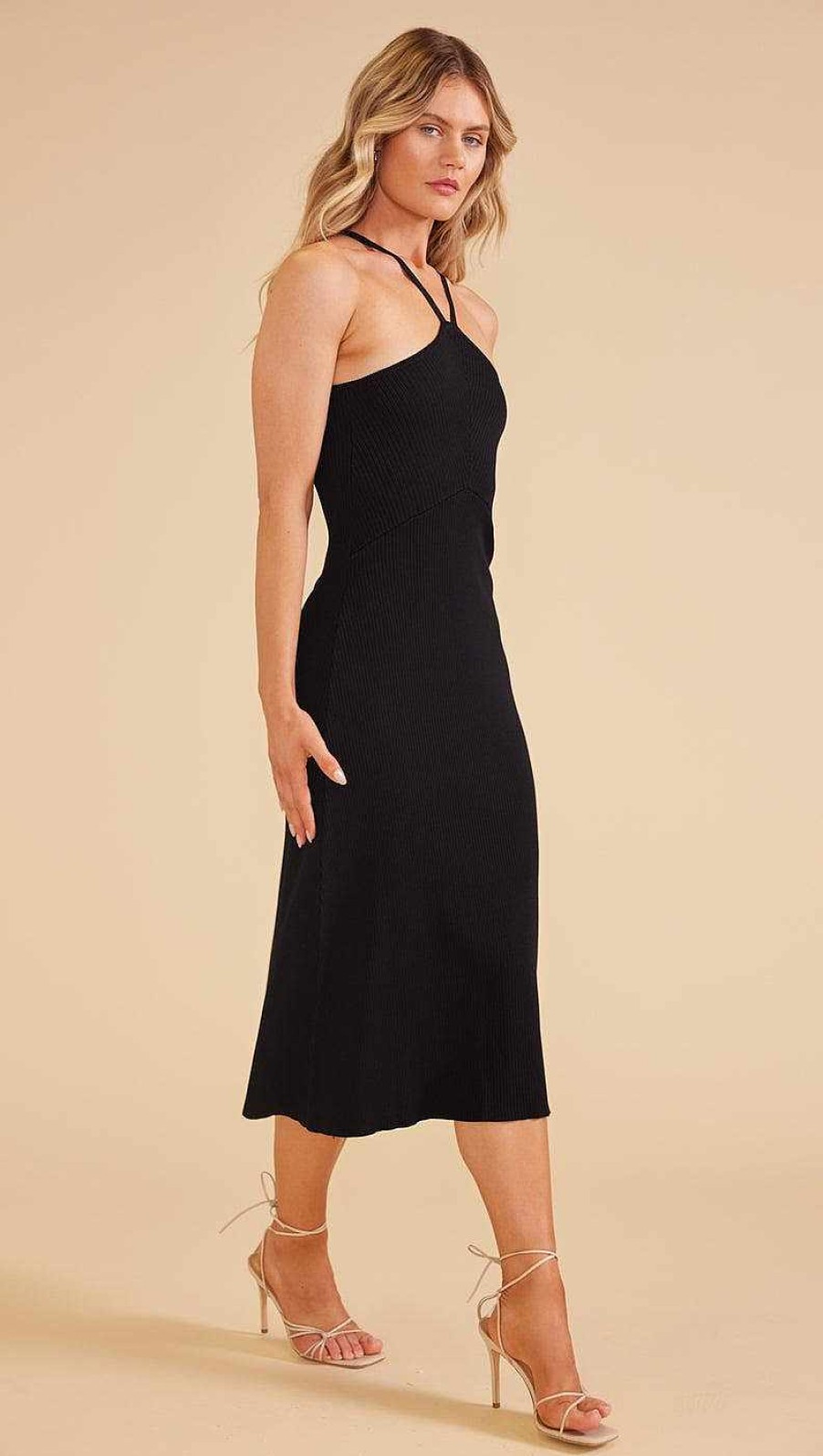 Clothing MINKPINK | Cristy Knit Midi Dress Black