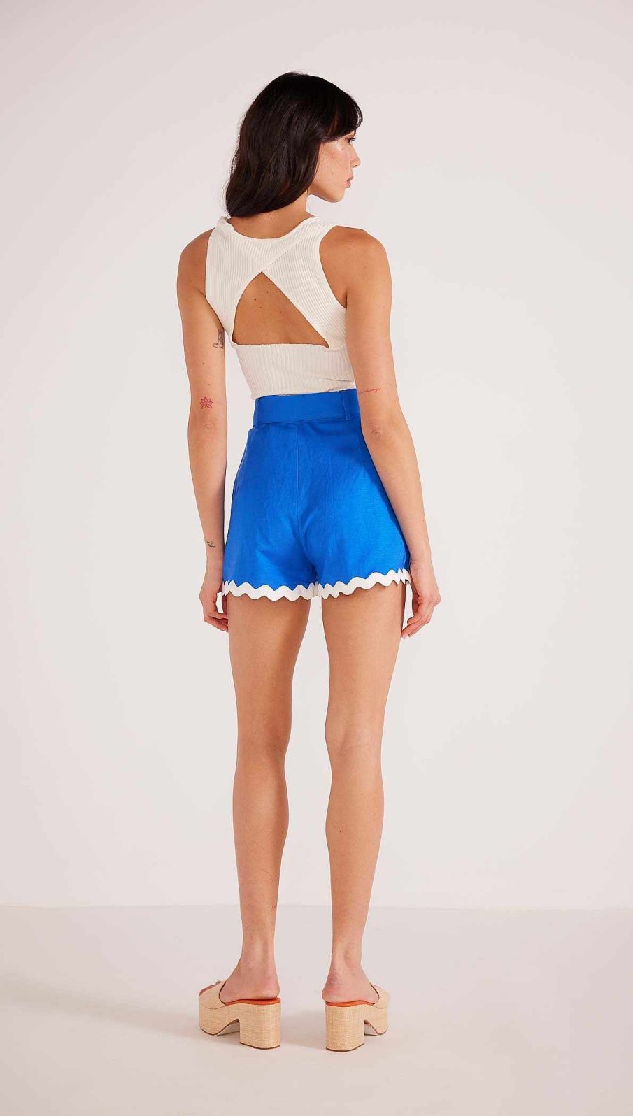 Clothing MINKPINK | Florence Rikrak Belted Short Cobalt