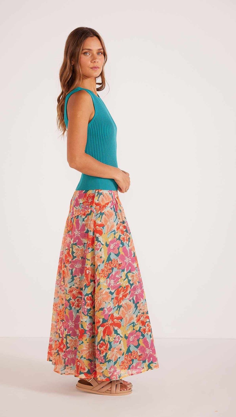 Clothing MINKPINK | Valla Midi Skirt Pink/Floral