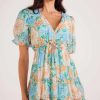 Dresses MINKPINK | Evelyn Puff Sleeve Mini Dress Mint/Floral