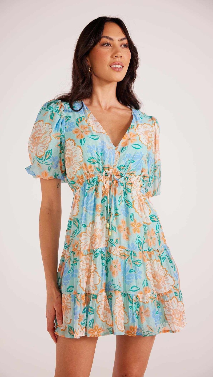 Dresses MINKPINK | Evelyn Puff Sleeve Mini Dress Mint/Floral