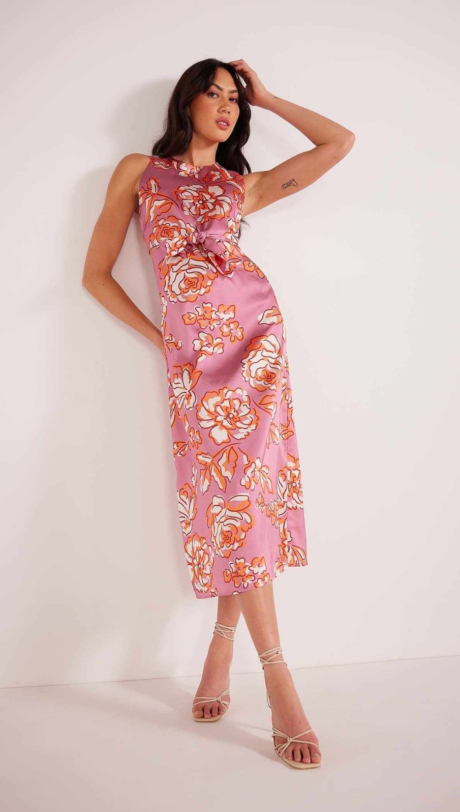 Dresses MINKPINK | Mandevilla Tie Midi Dress Pink Floral