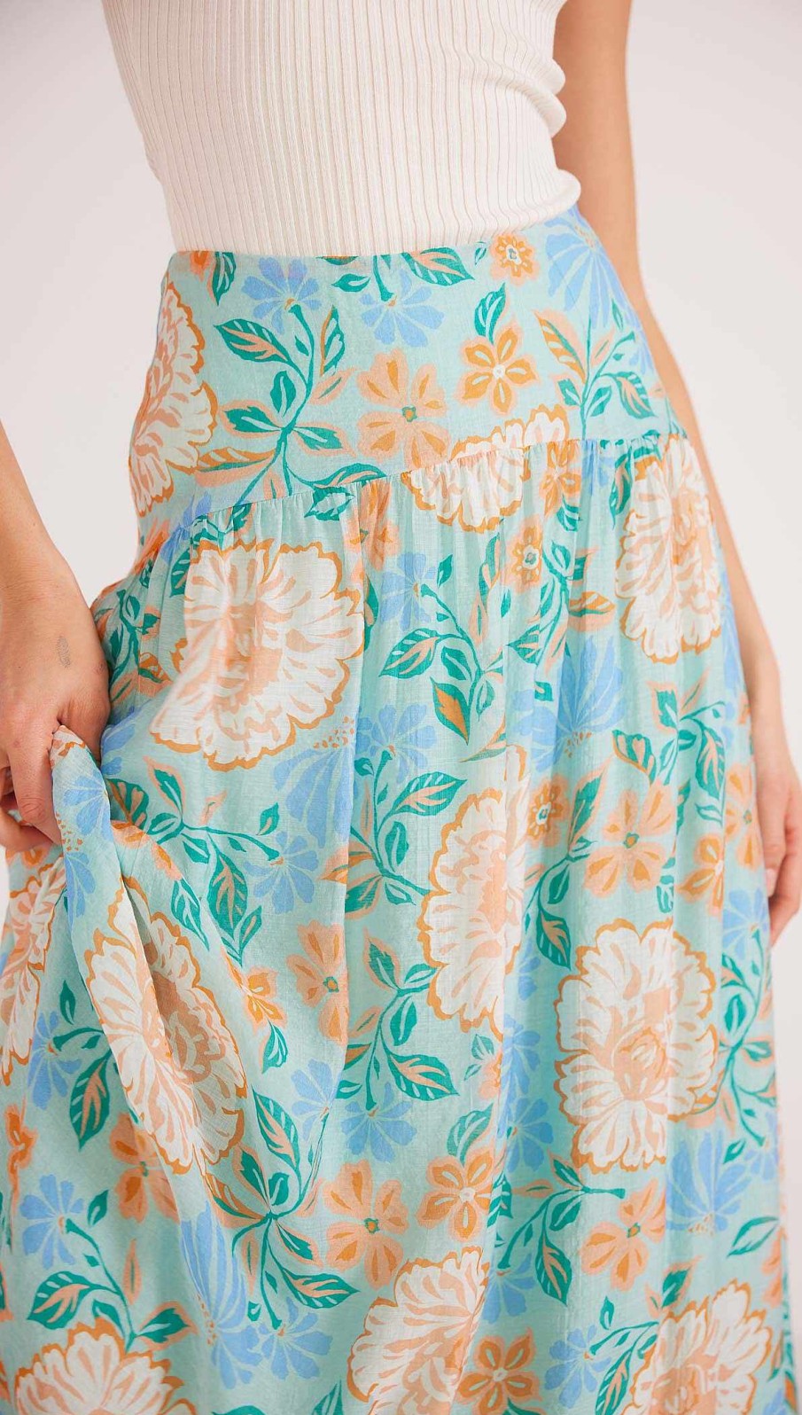 Clothing MINKPINK | Evelyn Maxi Skirt Mint/Floral