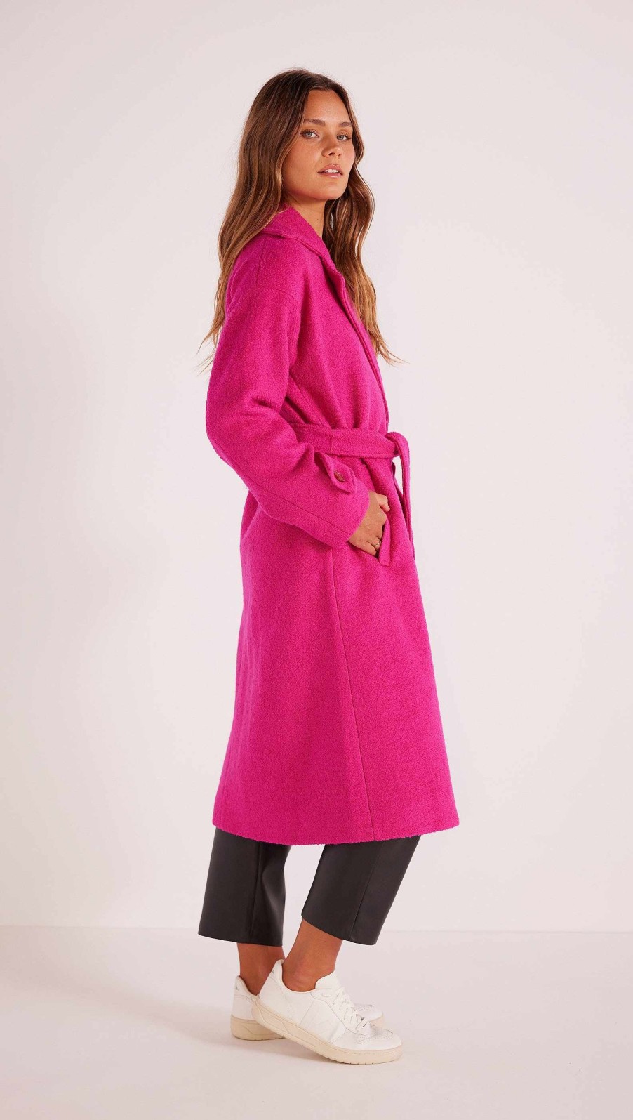 Clothing MINKPINK | Safira Wool Blend Coat Pink