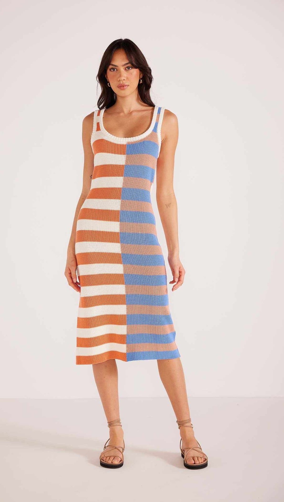 Clothing MINKPINK | Tamara Spliced Knit Midi Dress Multi Stripe