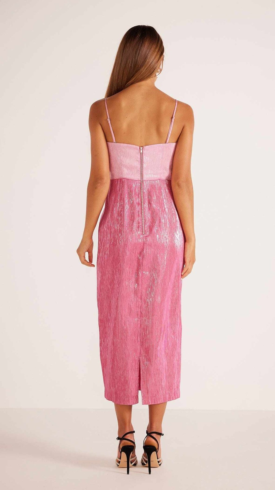 Dresses MINKPINK | Vida Lurex Midi Dress Pink