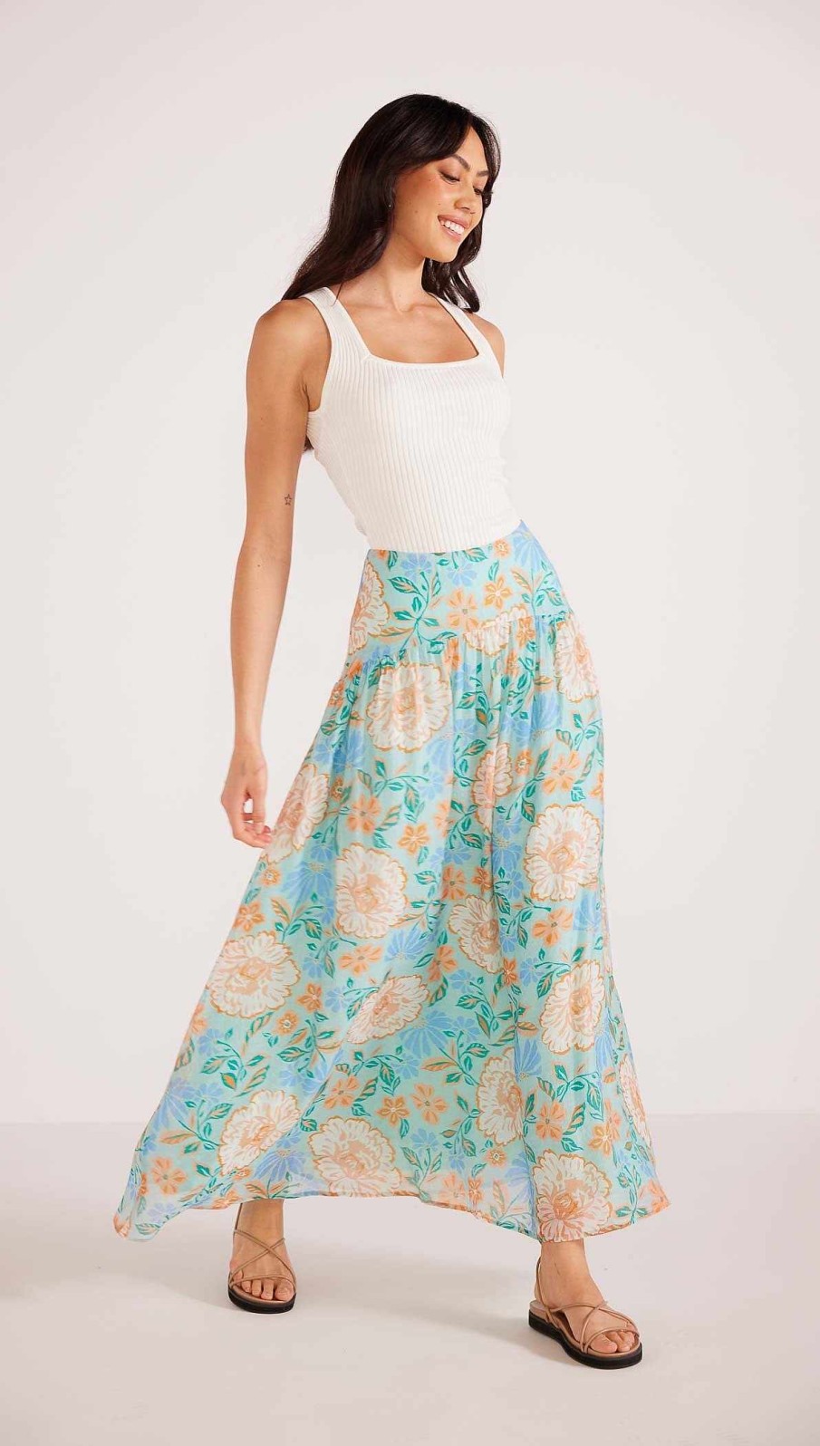 Clothing MINKPINK | Evelyn Maxi Skirt Mint/Floral