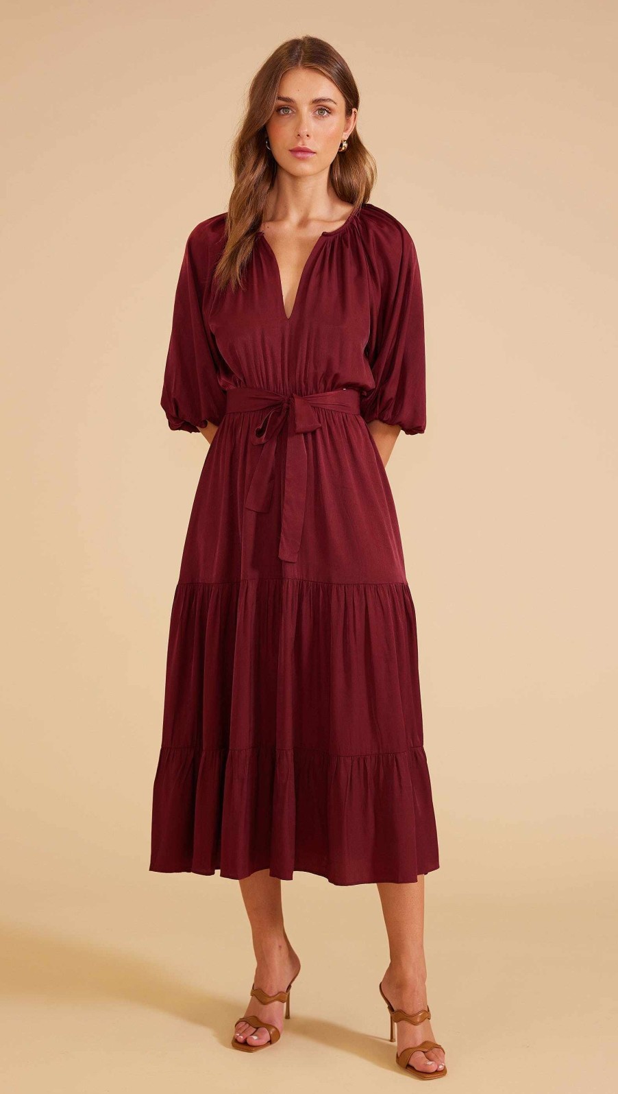 Dresses MINKPINK | Adeline Midi Dress Wine