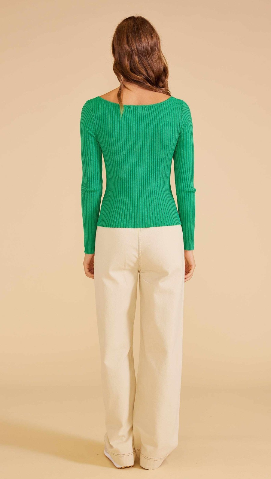 Clothing MINKPINK | Nora Twist Front Knit Top Green