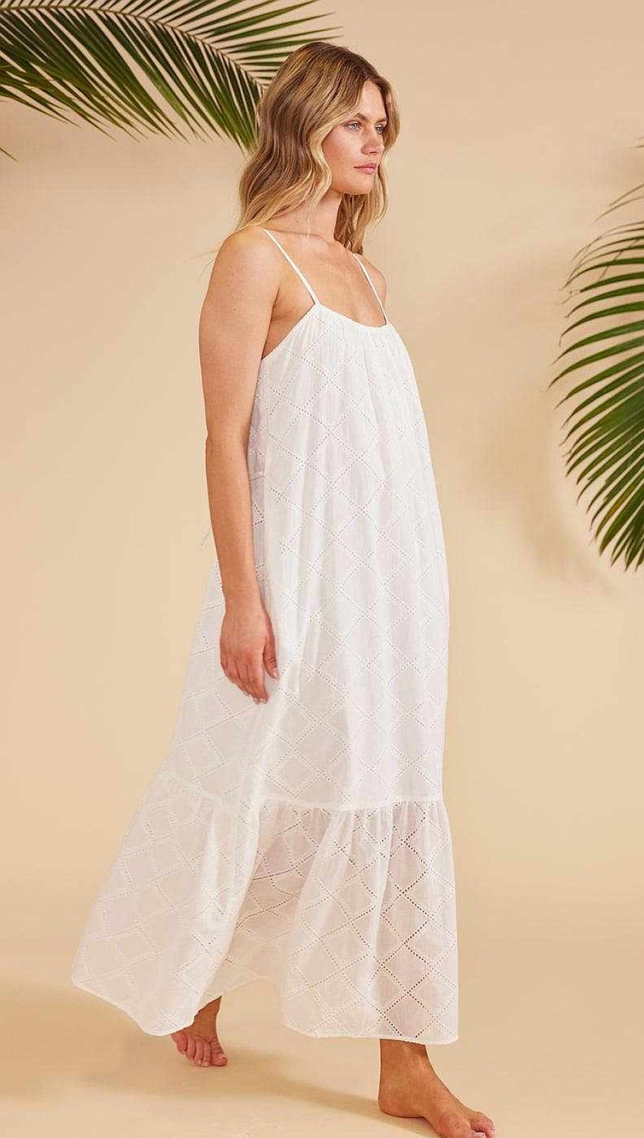 Dresses MINKPINK | Estella Broderie Maxi Dress White