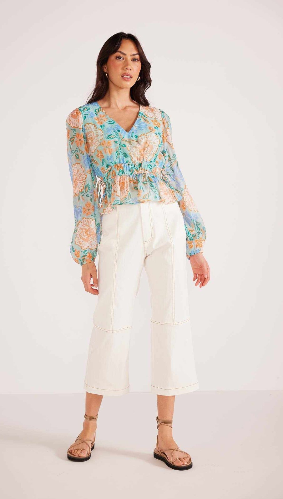 Clothing MINKPINK | Evelyn Wrap Blouse Mint/Floral