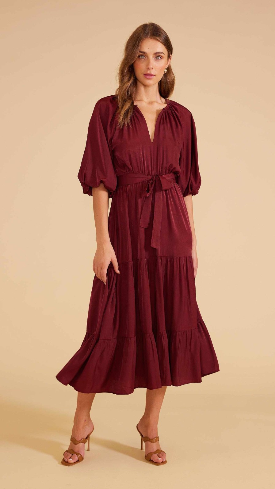 Dresses MINKPINK | Adeline Midi Dress Wine