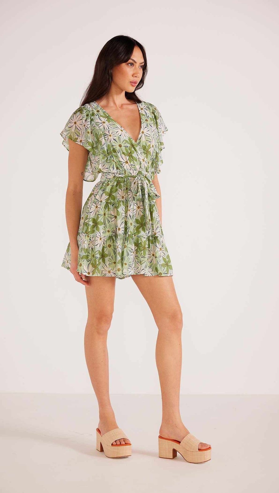 Dresses MINKPINK | Margaux Mini Dress Green/White Floral