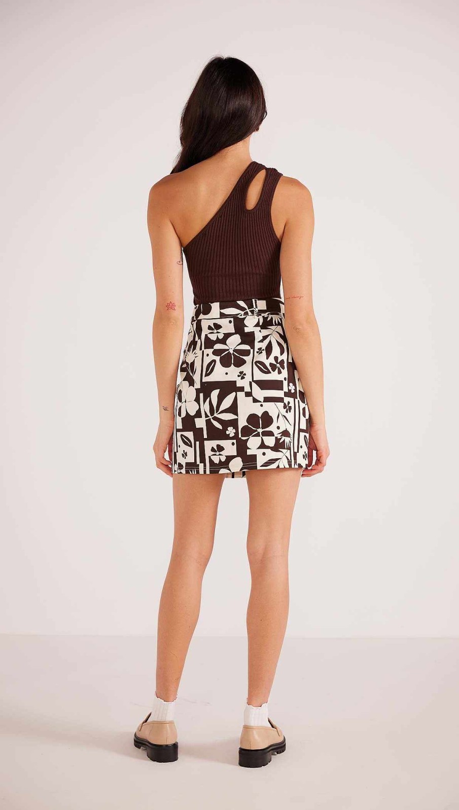 Clothing MINKPINK | Joan Mini Skirt Brown Floral