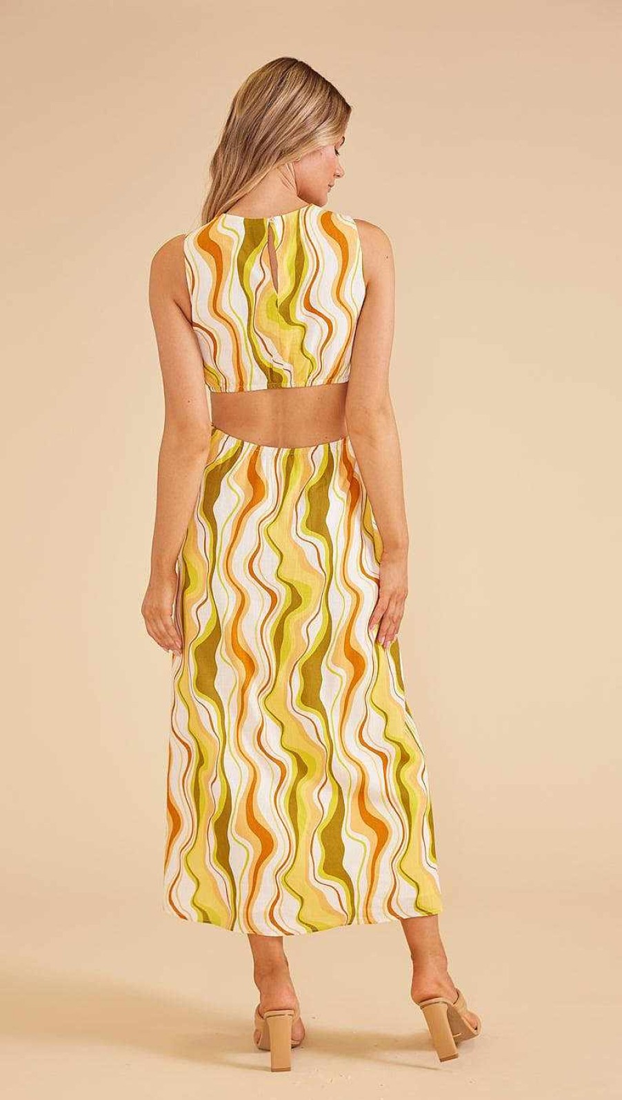 Dresses MINKPINK | Ziggy Twist Front Cut Out Midi Dress Ziggy Abstract