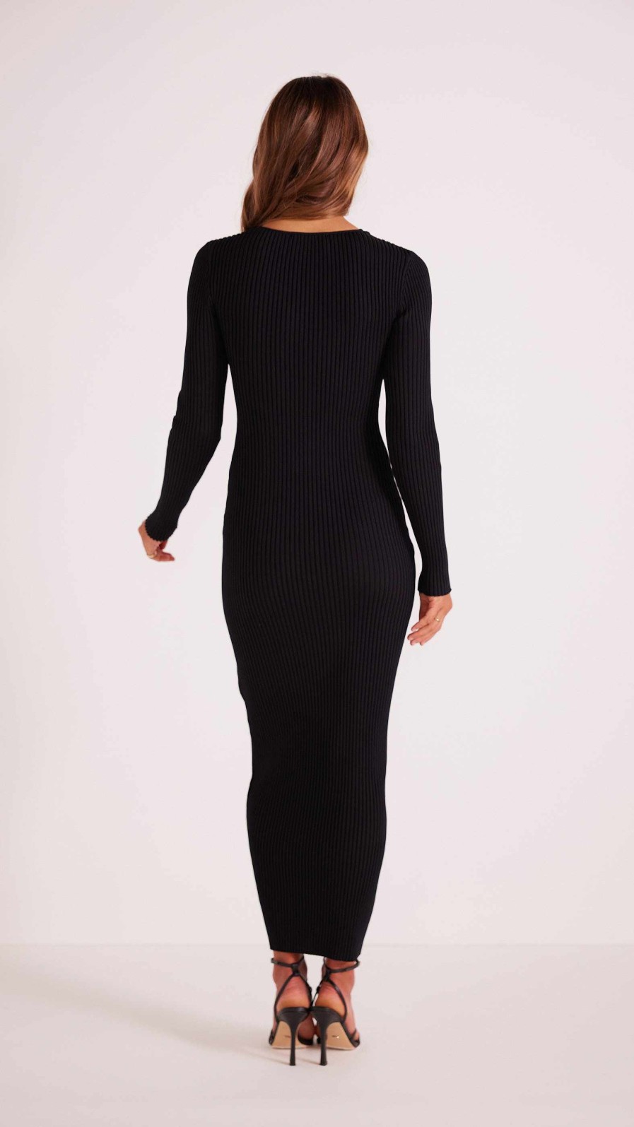 Clothing MINKPINK | Amber Cut Out Knit Midi Dress Black