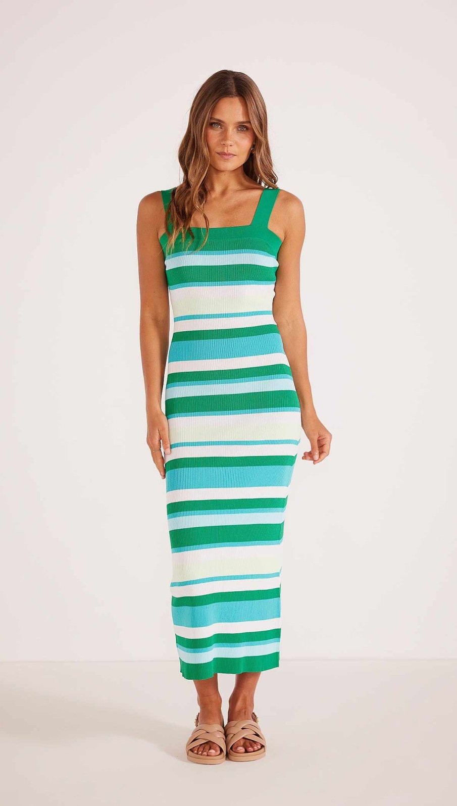 Clothing MINKPINK | Kosa Knit Midi Dress Green