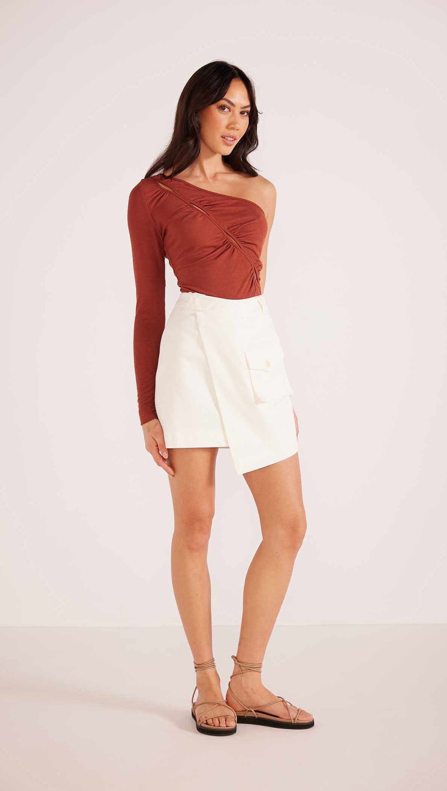 Clothing MINKPINK | Lottie Cargo Wrap Mini Skirt White