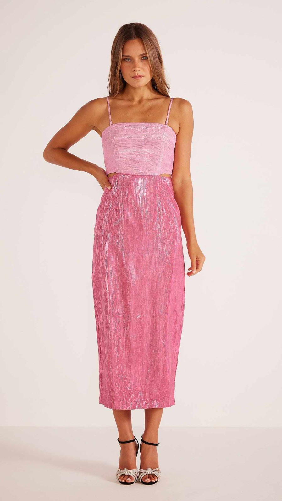 Dresses MINKPINK | Vida Lurex Midi Dress Pink