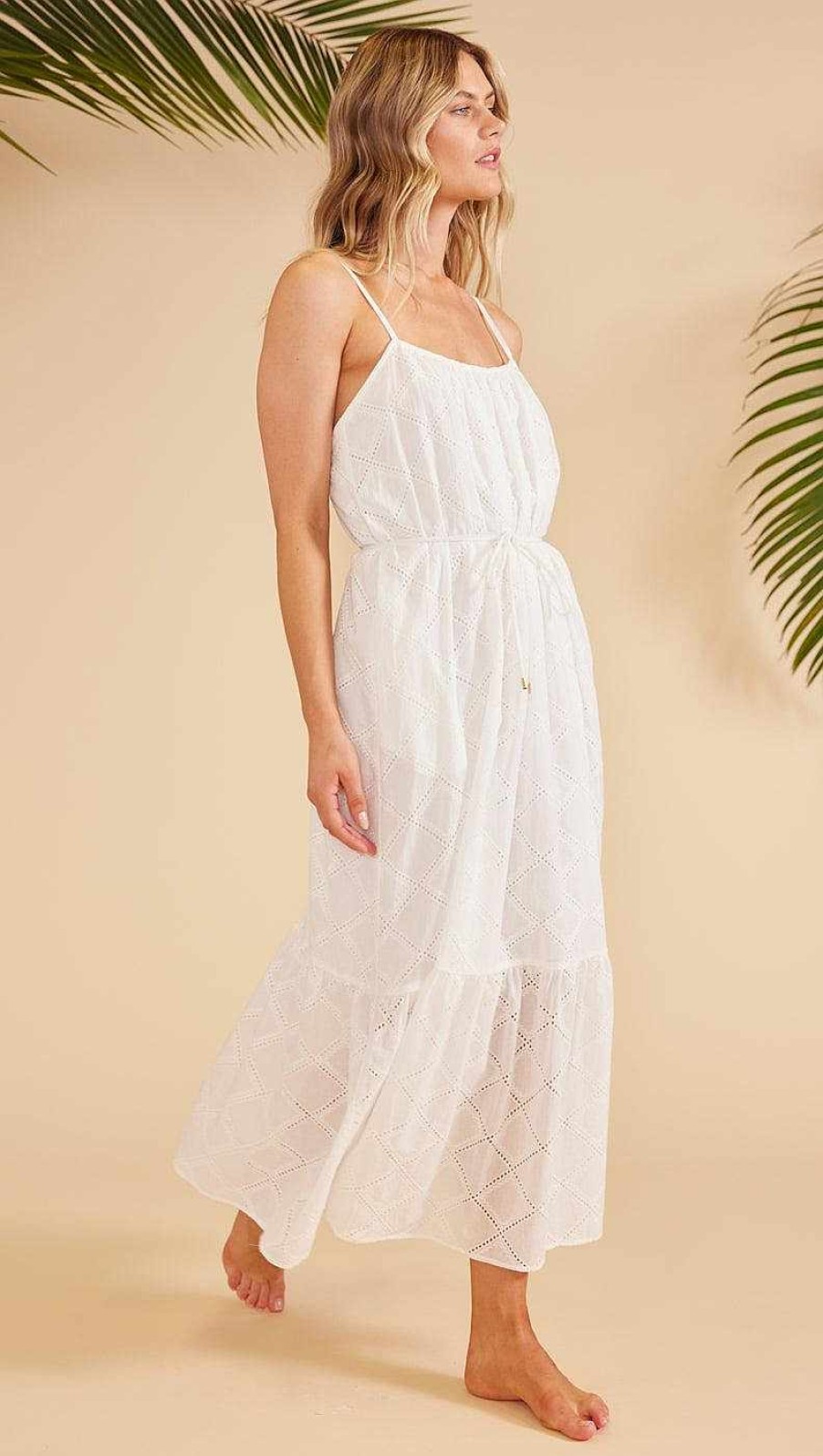 Dresses MINKPINK | Estella Broderie Maxi Dress White