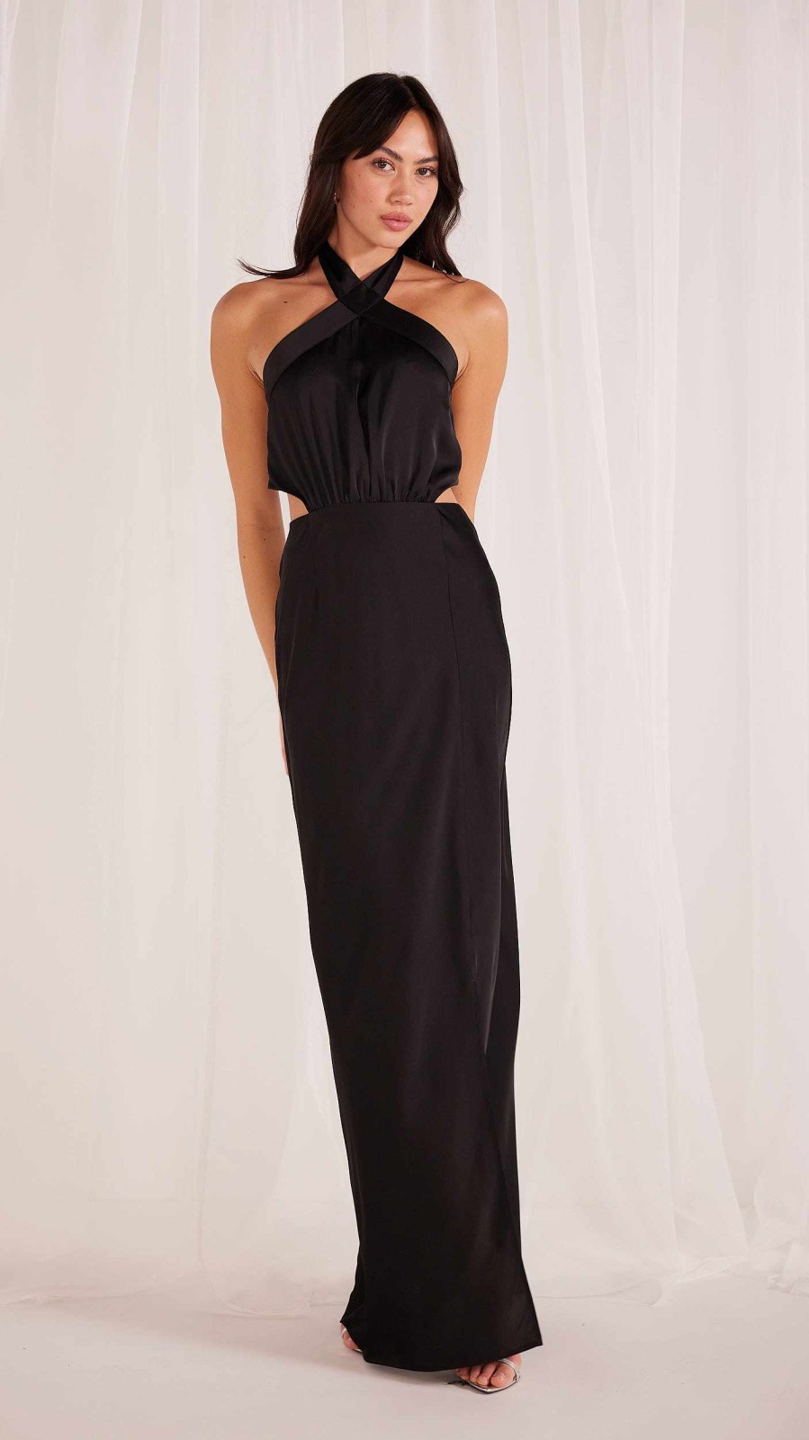 Dresses MINKPINK | Finlay Satin Halter Gown Black