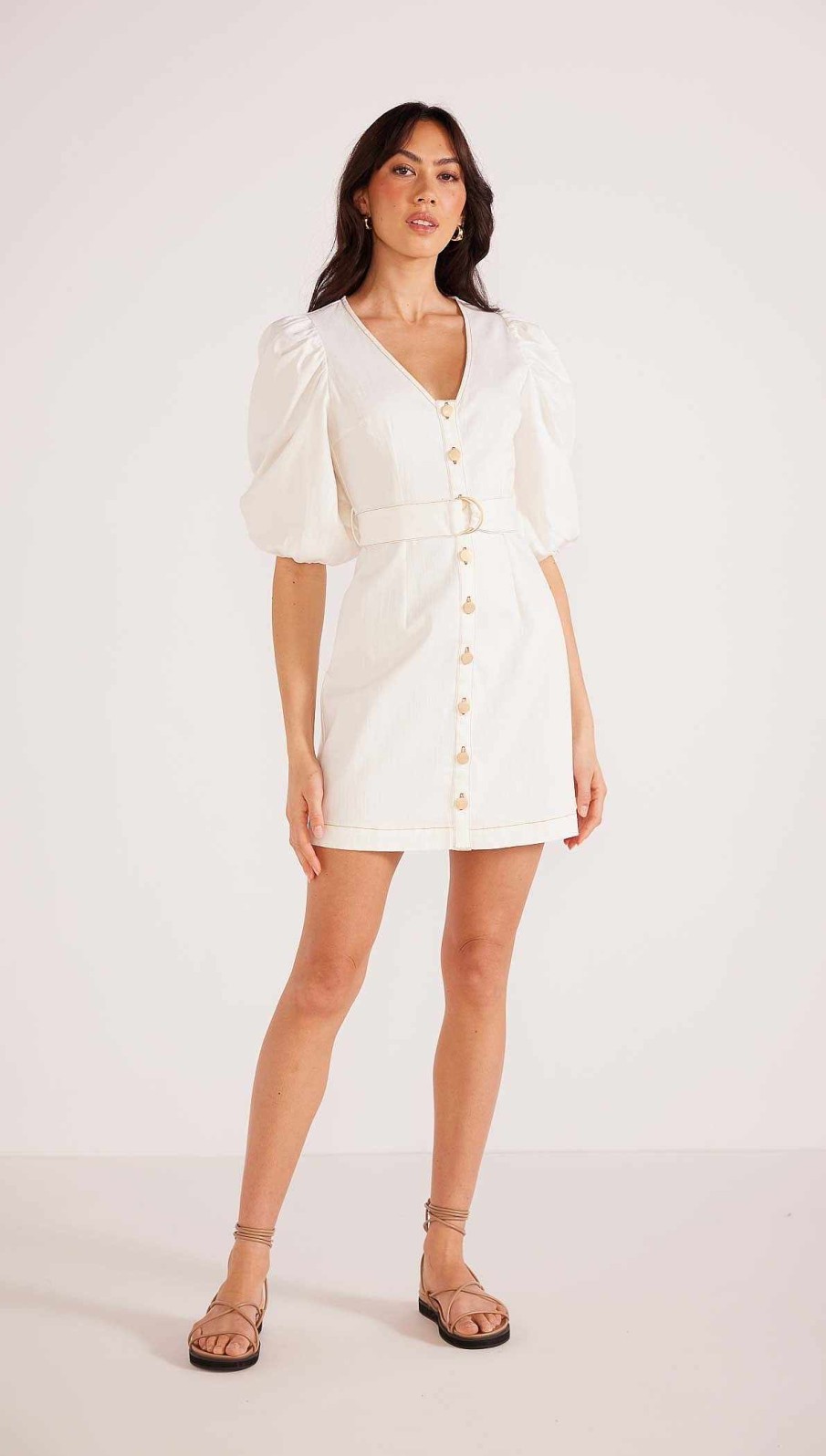 Dresses MINKPINK | Hazel Puff Sleeve Mini Dress Ivory