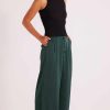 Clothing MINKPINK | Erin Satin Wide Leg Pant Emerald Green